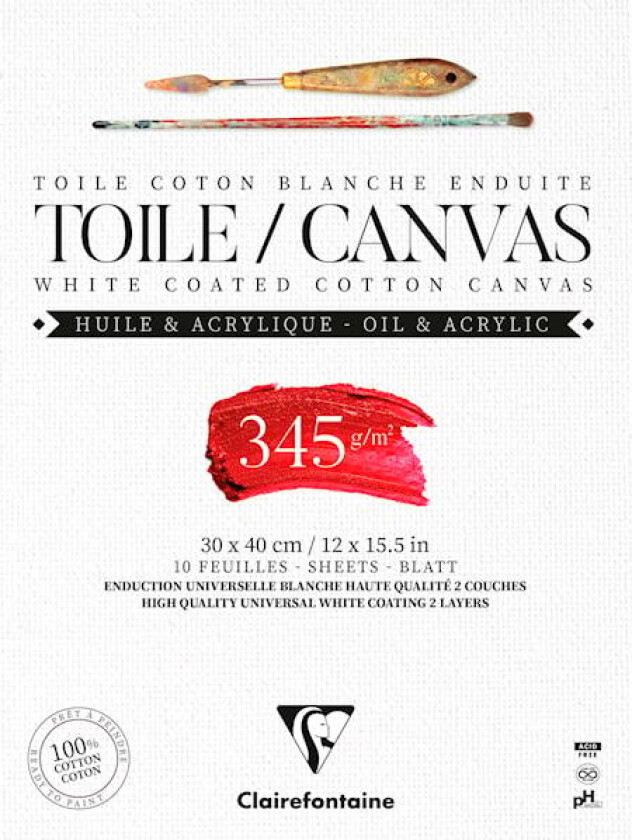 Canvasblokk 30x40 cm 345 g Bomullspapir Clairefontaine