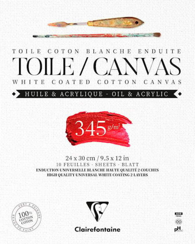 Canvasblokk 24x30 cm 345 g Bomullspapir Clairefontaine