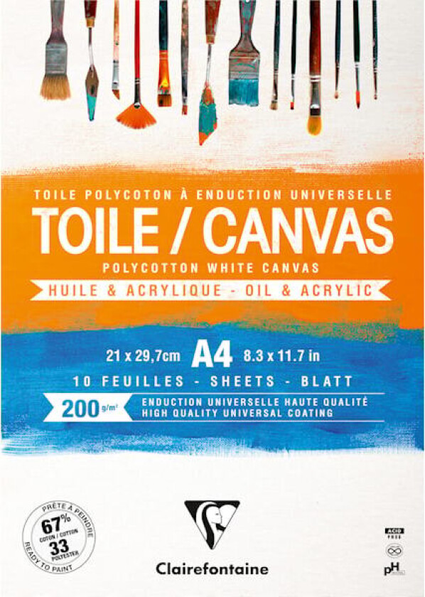 Canvasblokk A4 200 g Polycotton Clairefontaine