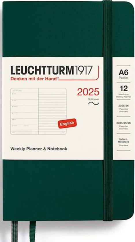 Kalender A6 2025 Weekly Planner/Notebook Soft Forest Green Leuchtturm1917