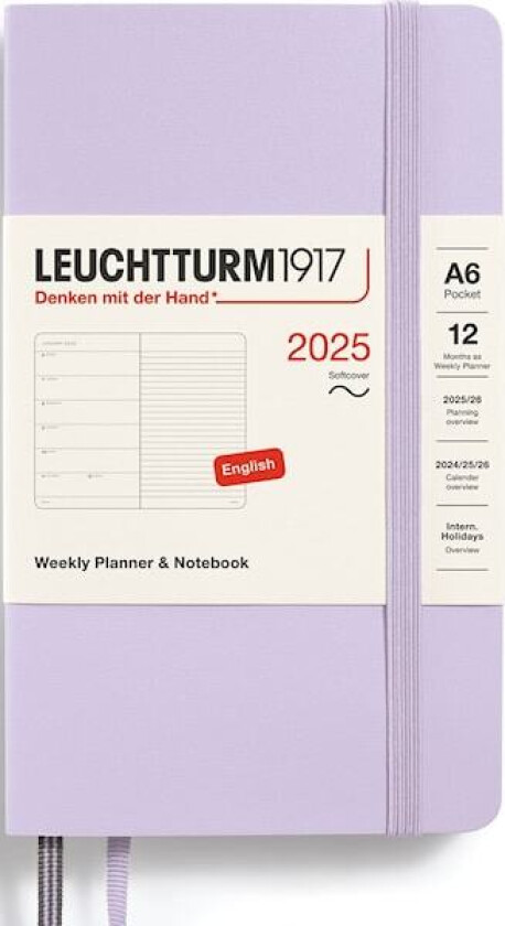 Kalender A6 2025 Weekly Planner/Notebook Soft Lilla Leuchtturm1917