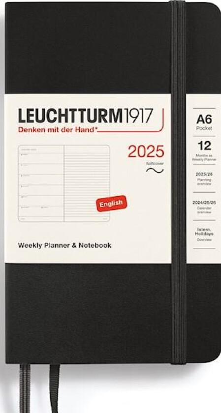 Kalender A6 2025 Weekly Planner/Notebook Soft Black Leuchtturm1917