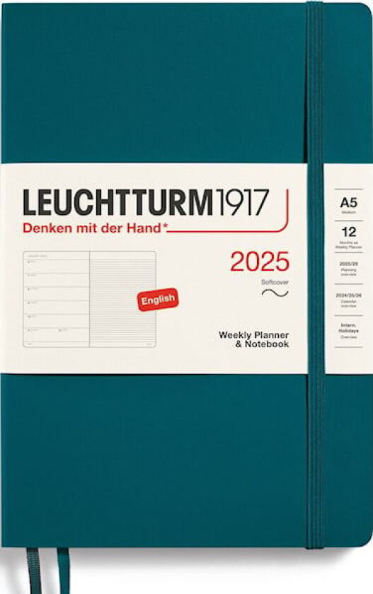 Kalender A5 2025 Weekly Planner/Notebook Soft Pacific Green Leuchtturm1917