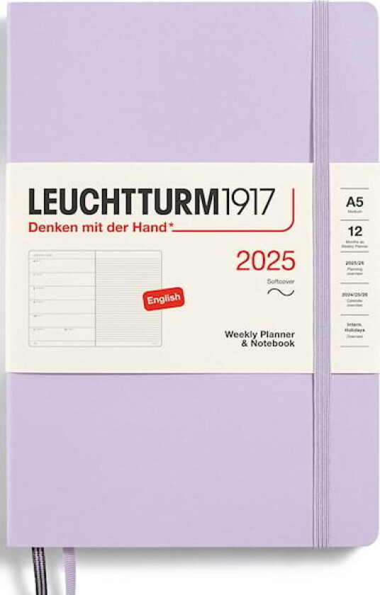 Kalender A5 2025 Weekly Planner/Notebook Soft Lilla Leuchtturm1917