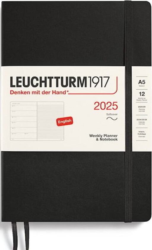 Kalender A5 2025 Weekly Planner/Notebook Soft Black Leuchtturm1917