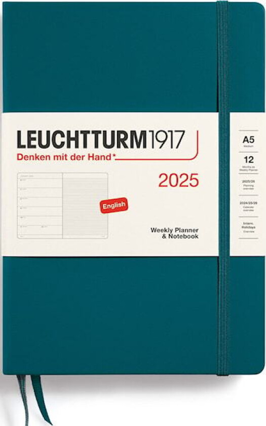 Kalender A5 2025 Weekly Planner/Notebook Hard Pacific Green Leuchtturm1917