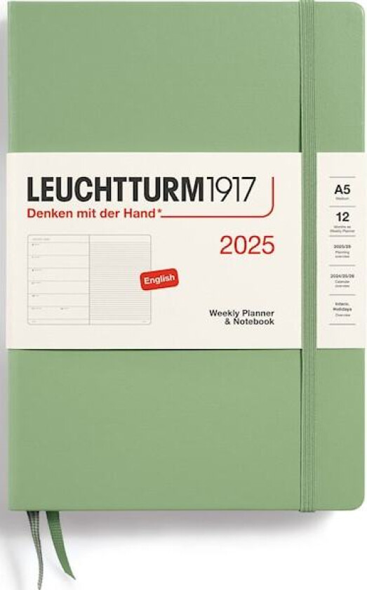 Kalender A5 2025 Weekly Planner/Notebook Hard Sage Leuchtturm1917