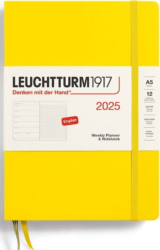 Kalender A5 2025 Weekly Planner/Notebook Hard Lemon Leuchtturm1917