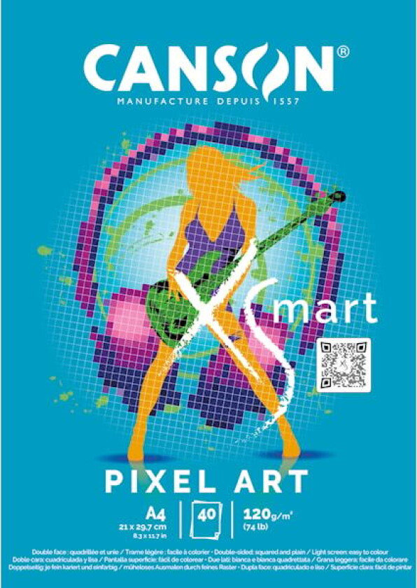 Skissepapir A4 limt langside 120g 40 ark Canson XSMART Pixel Art