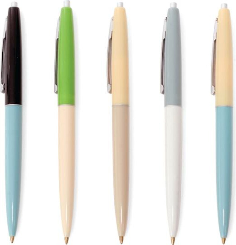 Kulepenn Retro tofarget 5-pack Kikkerland