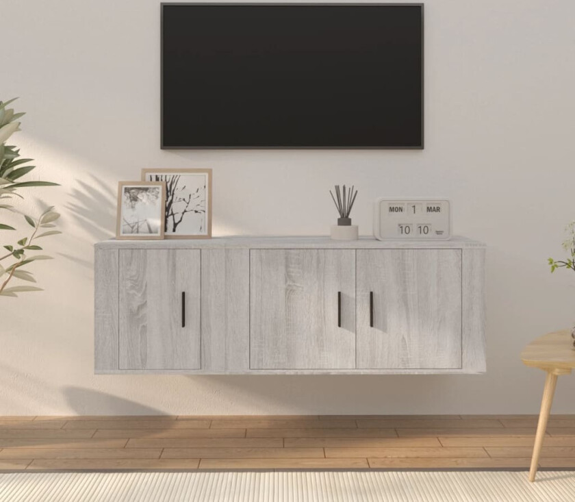 TV-skapsett 2 deler grå sonoma konstruert tre