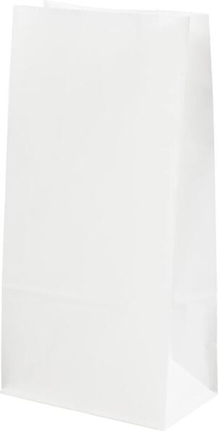 Papirpose, H: 22.5 cm, str. 6,5x11 cm, 50 g, hvit, 10stk./ 1 pk.