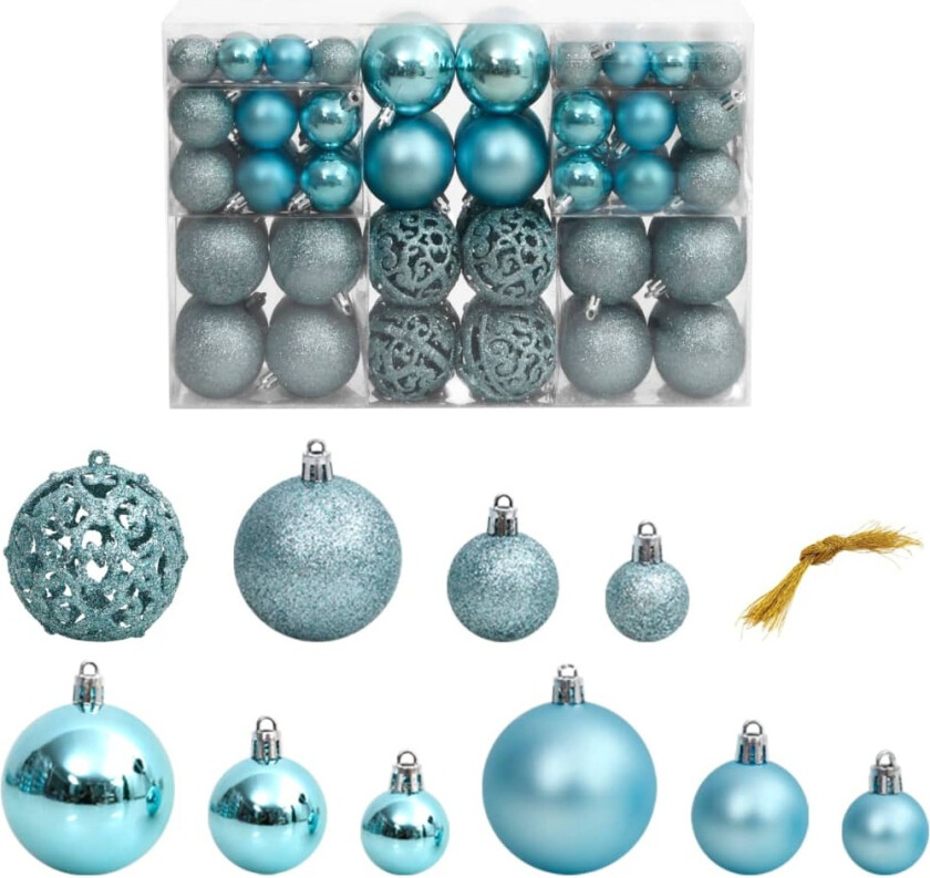 Julekuler 100 stk turkis 3 / 4 / 6 cm