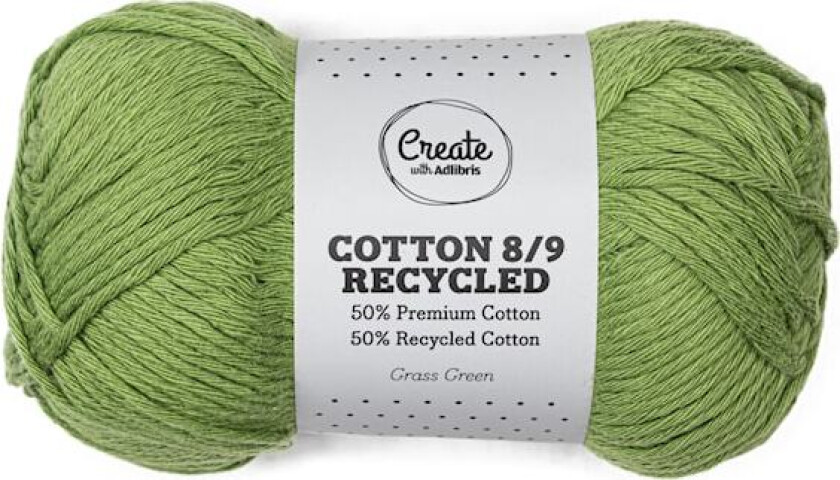 Cotton 8/9 Garn 100g Recycled Grass Green A093 Adlibris