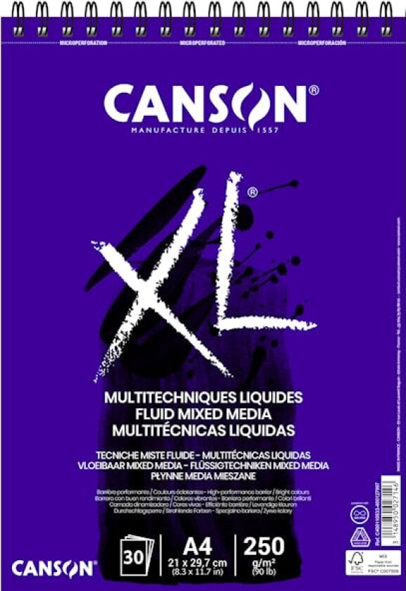 Mixed Media Block A4 30 Sheets 250g Canson