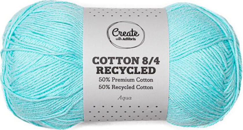 Cotton 8/4 Garn 100 g Recycled Aqua A753 Adlibris