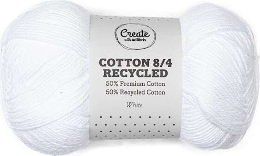 Cotton 8/4 Garn 100 g Recycled White A027 Adlibris
