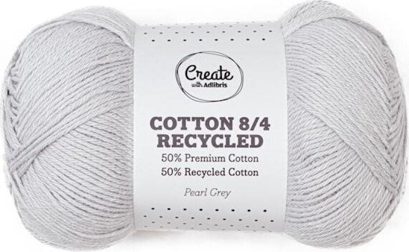 Cotton 8/4 Garn 100 g Recycled Pearl Grey A534 Adlibris
