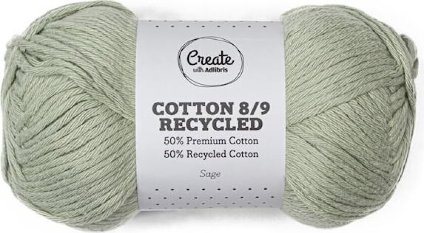 Cotton 8/9 Garn 100g Recycled Sage A799 Adlibris