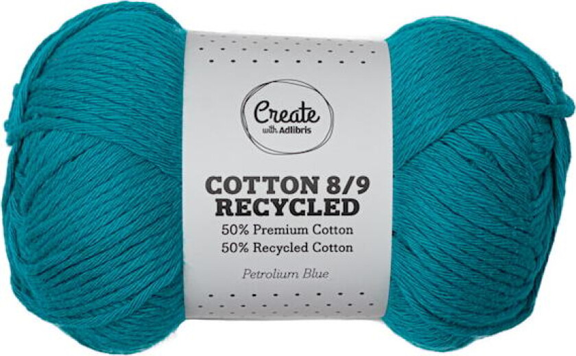 Cotton 8/9 Garn 100g Recycled Petrolium Blue A176 Adlibris