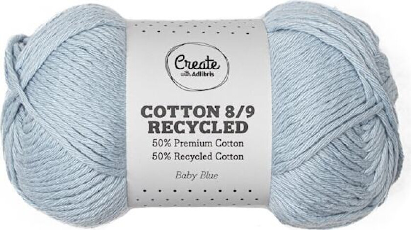 Cotton 8/9 Garn 100g Recycled Baby Blue A178 Adlibris