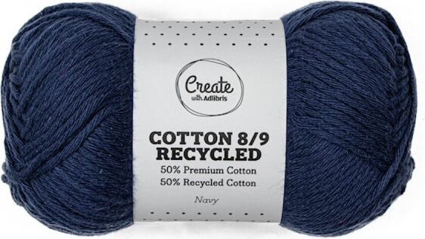 Cotton 8/9 Garn 100g Recycled Navy A081 Adlibris