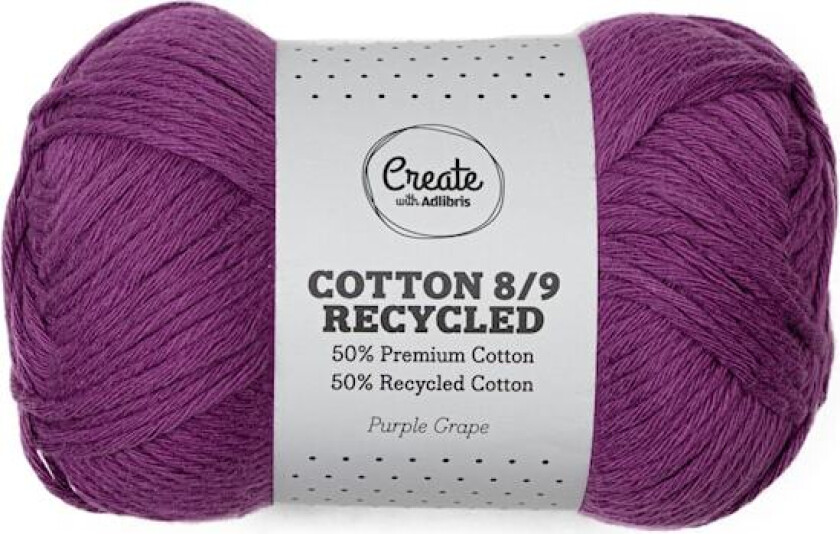 Cotton 8/9 Garn 100g Recycled Purple Grape A127 Adlibris