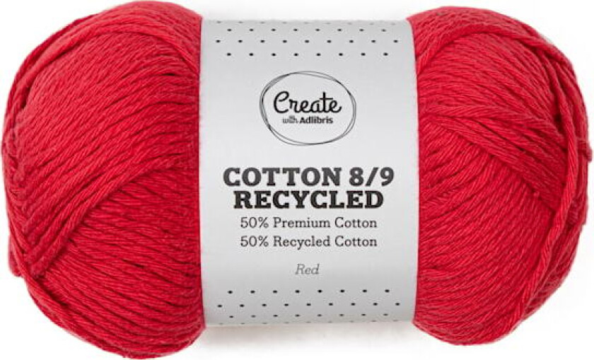Cotton 8/9 Garn 100g Recycled Red A080 Adlibris