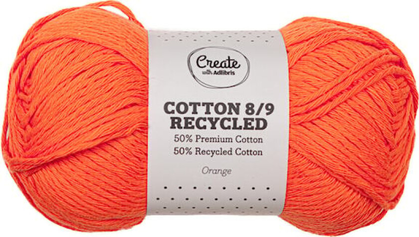 Cotton 8/9 Garn 100g Recycled Orange A087 Adlibris