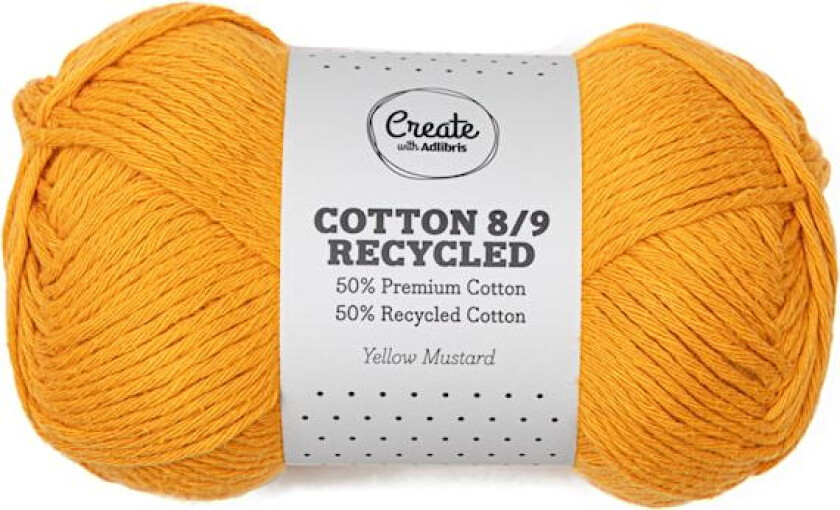 Cotton 8/9 Garn 100g Recycled Yellow Mustard A088 Adlibris