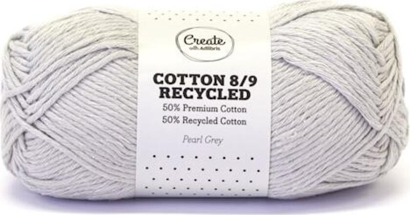 Cotton 8/9 Garn 100g Recycled Pearl Grey A827 Adlibris