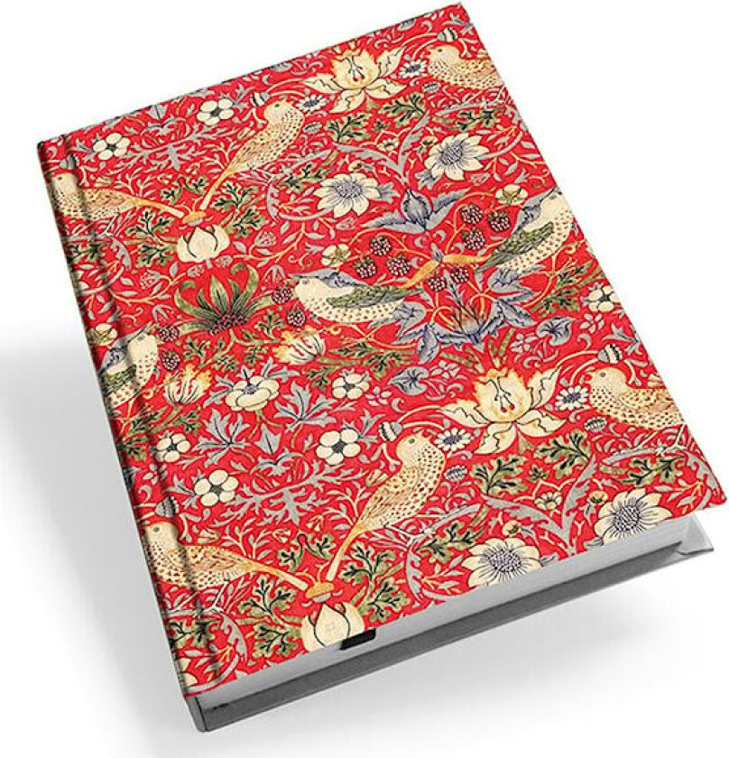 Skrivebok A5 William Morris, Jordbær Rød, Linjert, 96 s.