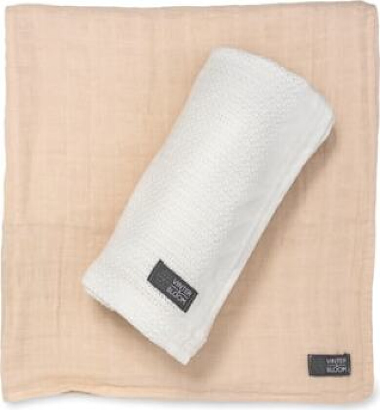 Babyteppe Soft Grid Muslin ECO 2-pak Hvit/Beige Vinter & Bloom