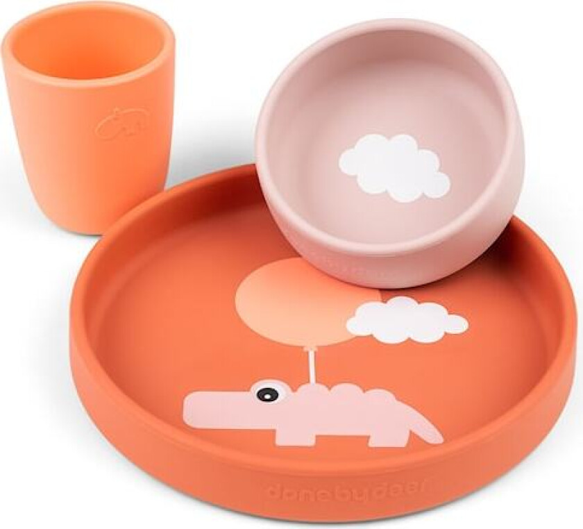 Done by Deer Silicone dinner set Happy clouds Papaya