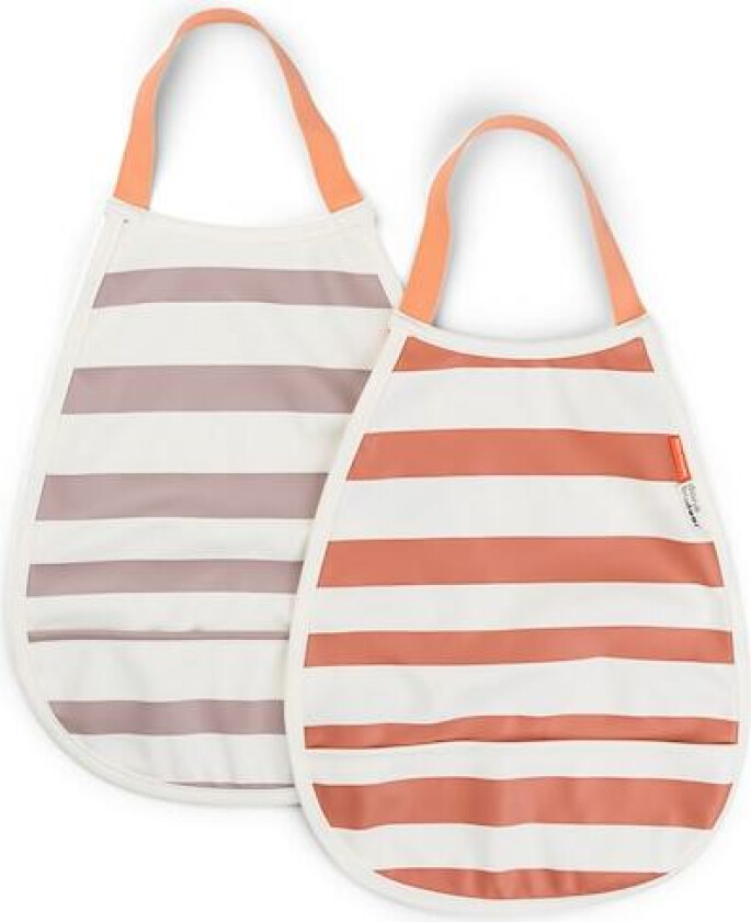 Done by Deer Pull-over bib 2-pack Stripes Papaya/Powder
