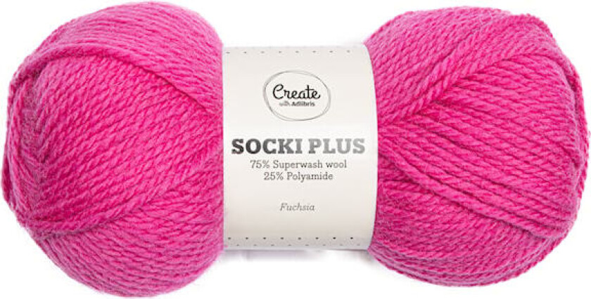 Socki Plus Ensfarget Garn Ullmiks 100 g Fuchsia A021 Adlibris