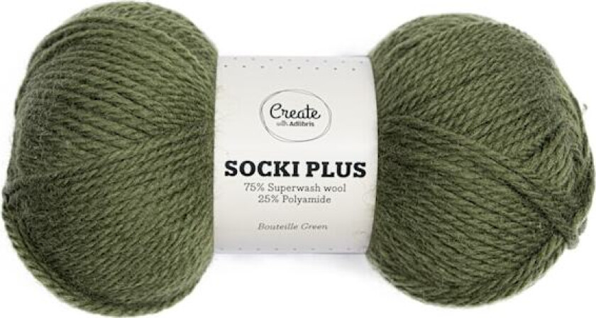 Socki Plus Ensfarget Garn Ullmiks 100 g Bouteille Green B189 Adlibris
