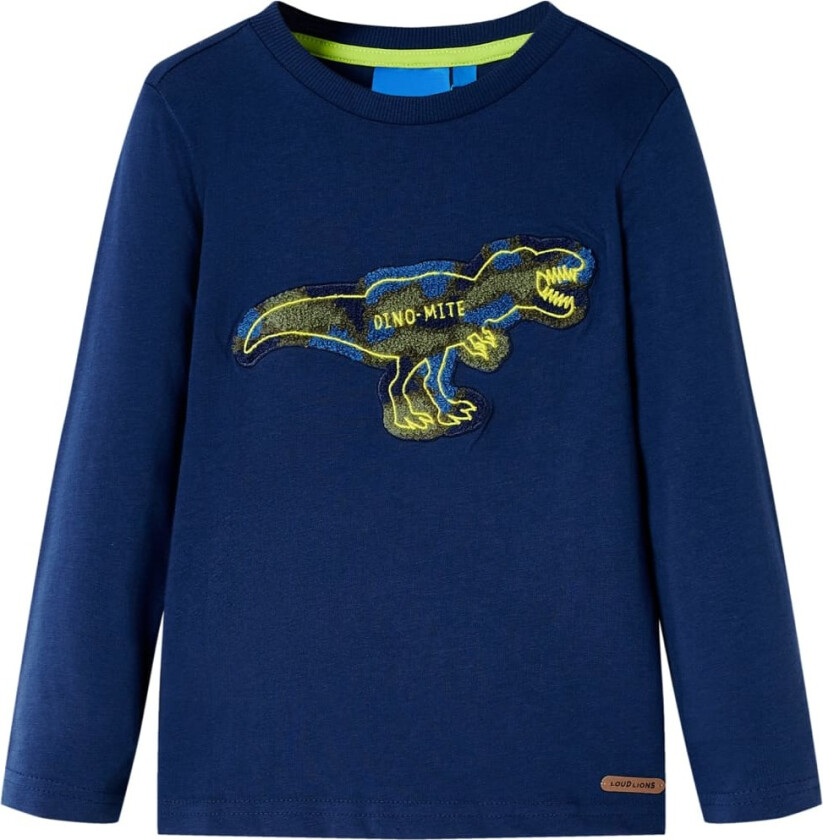 T-skjorte for barn med lange ermer marineblå 128