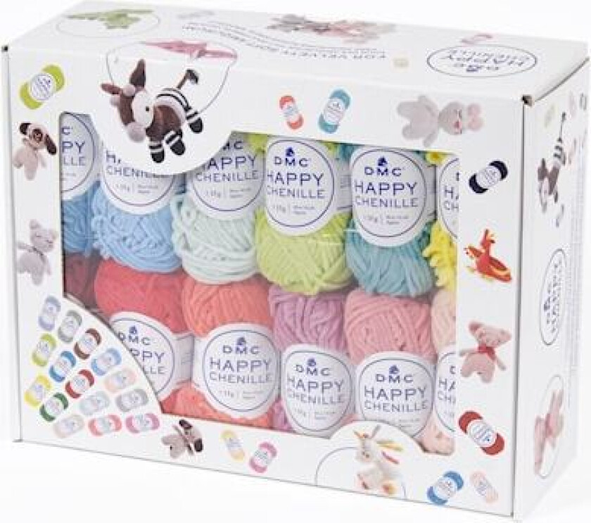 Happy Chenille Strikkegarn Blandede farger 25 stk / 15 g DMC