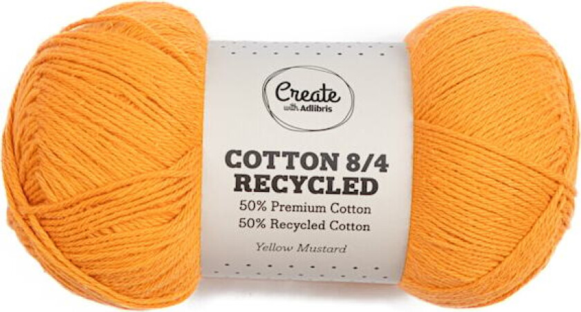 Cotton 8/4 Garn 100 g Recycled Yellow Mustard A088 Adlibris