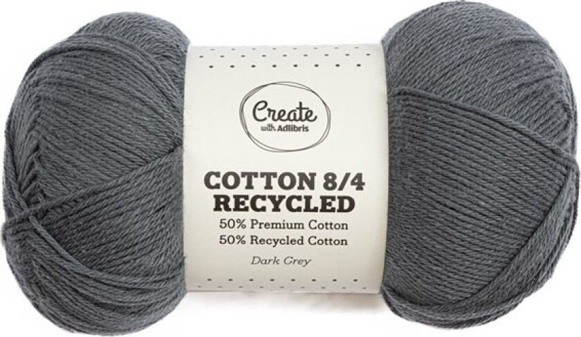 Cotton 8/4 Garn 100 g Recycled Dark Grey A182 Adlibris