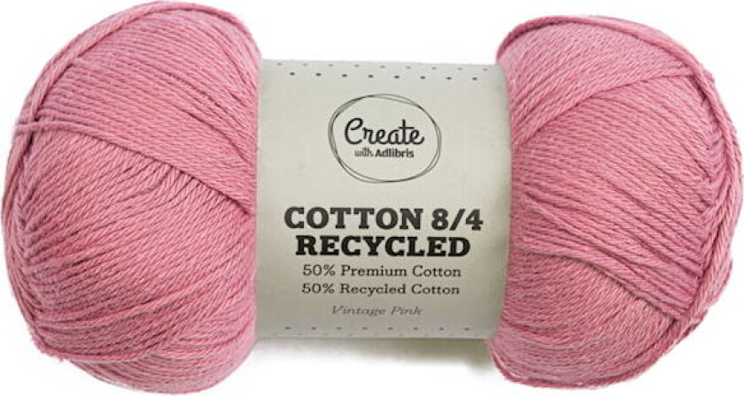 Cotton 8/4 Garn 100 g Recycled Vintage Pink A085 Adlibris