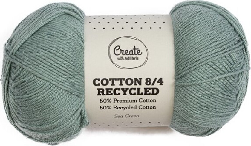 Cotton 8/4 Garn 100 g Recycled Sea Green A091 Adlibris