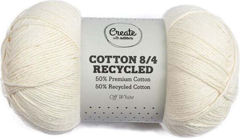 Cotton 8/4 Garn 100g Recycled Off White A074 Adlibris