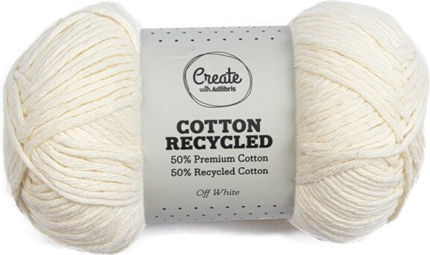 Cotton 8/9 Garn 100g Recycled Off White A074 Adlibris