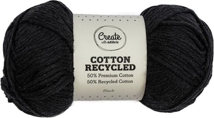 Cotton 8/9 Garn 100g Recycled Black A082 Adlibris