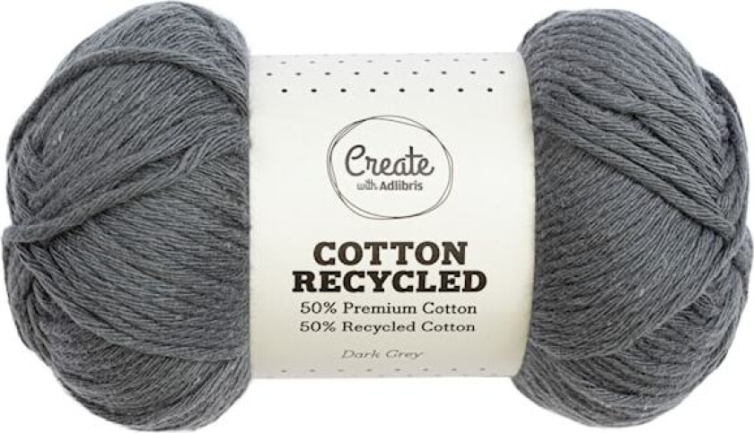 Cotton 8/9 Garn 100g Recycled Dark Grey A182 Adlibris