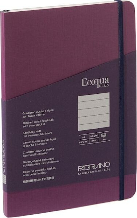 Notatbok Fabriano Ecoqua Plus A5 Linjert Lilla