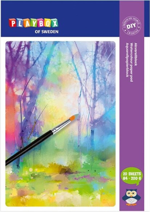 Akvarellblokk A4 200 g 20 ark Playbox