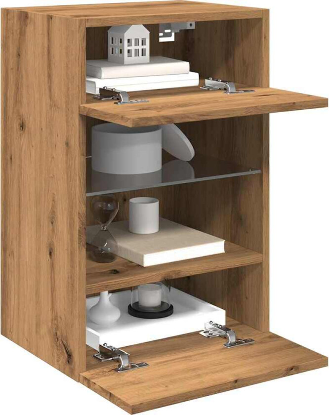 TV-benker med LED-lys 2 stk artisan eik 40x30x60,5 cm